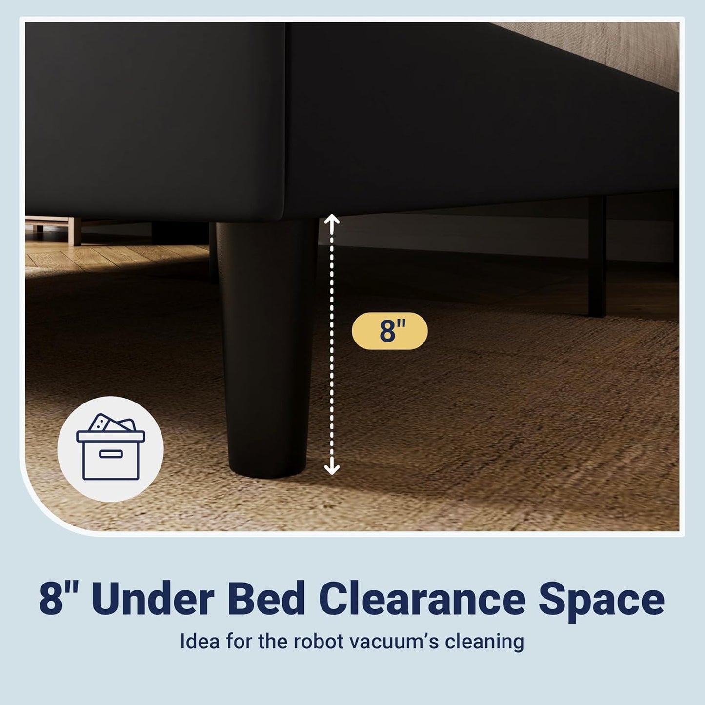 Allewie King Size Platform Bed Frame with Velvet Upholstered Wingback Headboard, No Box Spring Needed, Under Bed Storage Space, Strong Wooden Slats, Modern Mattress Foundation, Easy Assembly, Black