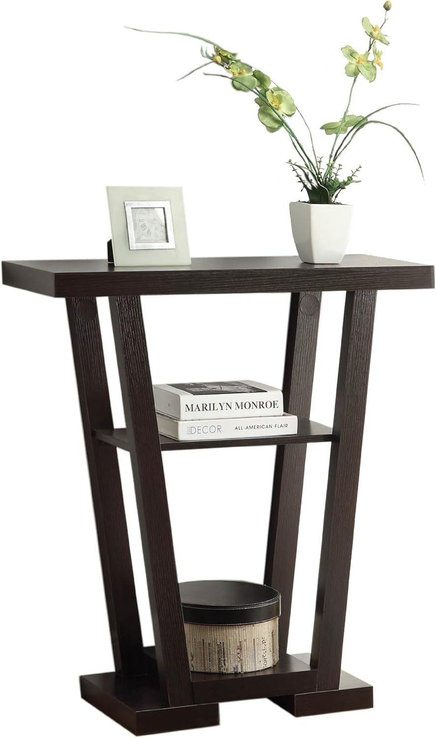 Convenience Concepts Newport V Console Table 31.5" - Modern Sofa Table with Storage Shelves, Narrow Entryway Hall Table for Living Room, Espresso