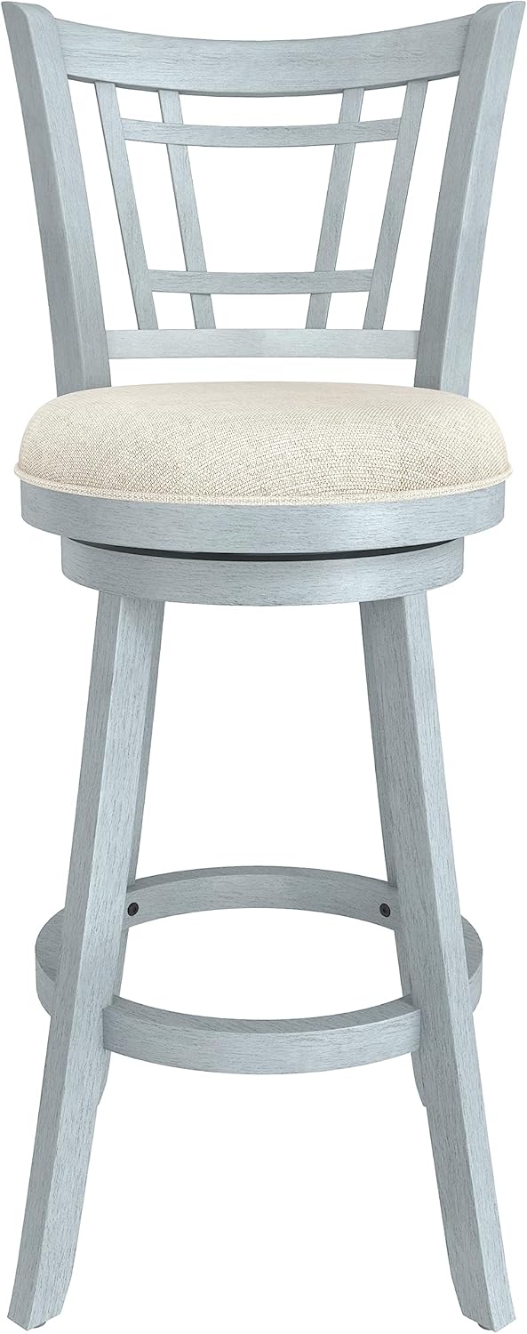 Hillsdale Fairfox 30.5" Wood Swivel Bar Height Stool, Blue Wire Brush