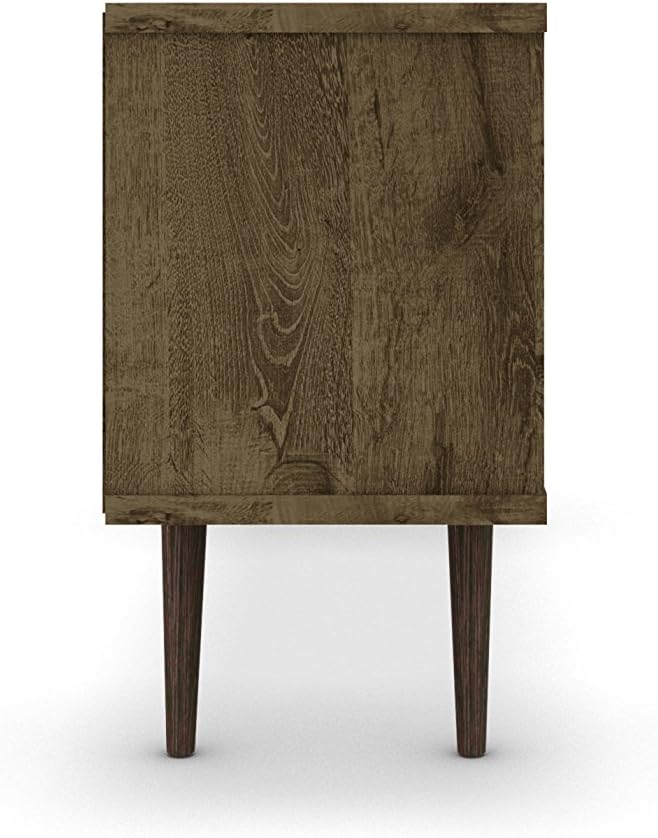 Manhattan Comfort Liberty Mid Century Modern TV Stand for Televisions up to 50 Inches, Bedroom and Living Room Entertainment Center with Storage, Shelves, and Cabinet, 53" Wide, Rustic Brown/Aqua
