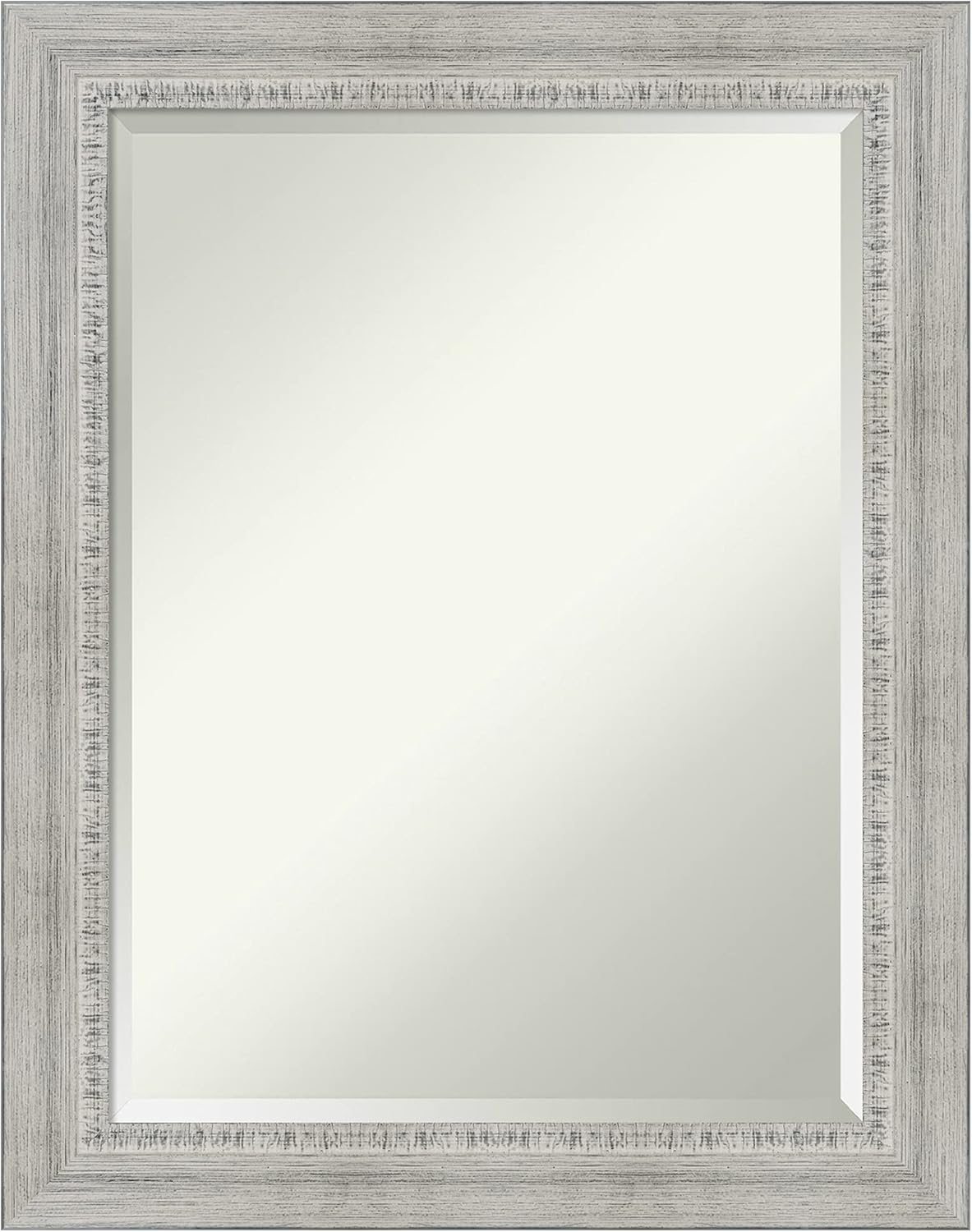 Amanti Art White Bathroom Mirror for Over Sink, 29x23 Rustic White Wash Rectangle Vanity Mirror, Medium Rustic Farmhouse Wood Frame, Hangs Horizonally and Vertically, Bathroom Wall Decor, Beveled Edge