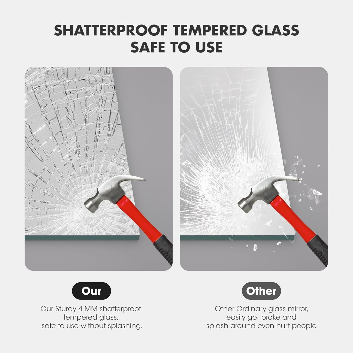 Hasipu 24” x 32” (1pcs) Bathroom Mirror, Mirrors for Sink, Frameless Mirror, Rectangle Mirror for Bathroom, Modern, Horizontal or Vertical