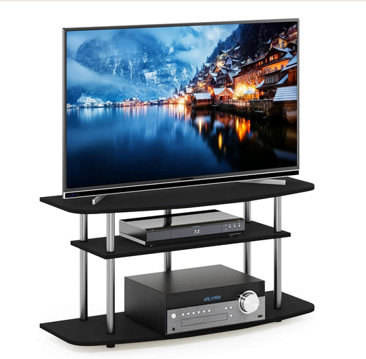 Furinno Frans Turn-N-Tube TV Stand for TV Size up to 43 Inch, 3-Tier, Black Oak