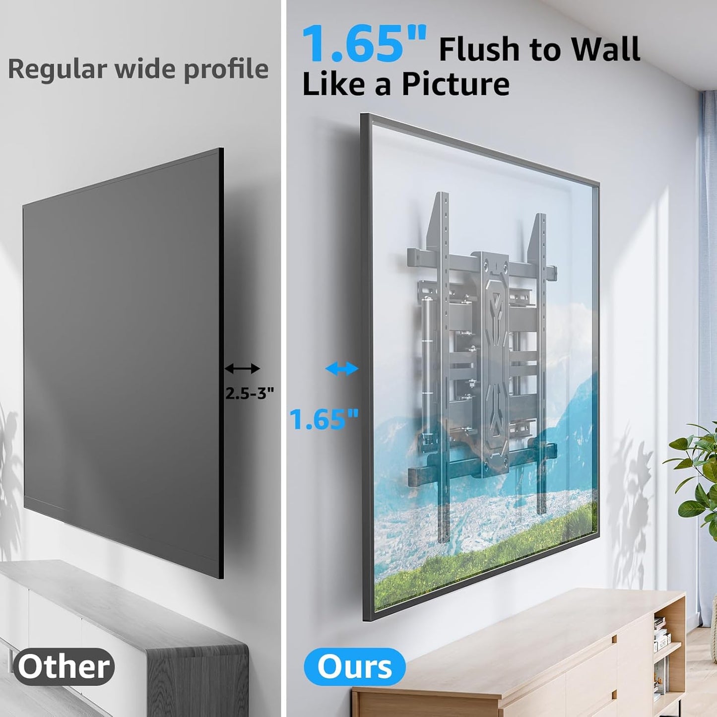 MOUNTUP Heavy Duty Full Motion TV Wall Mount for 50-110 inch Large TVs, Holds 250 lbs, 1.65" Slim TV Bracket with Extension, Swivel & Tilt, Preassembled, Max VESA 800x600mm, Fits 12-24" Studs, MU0096