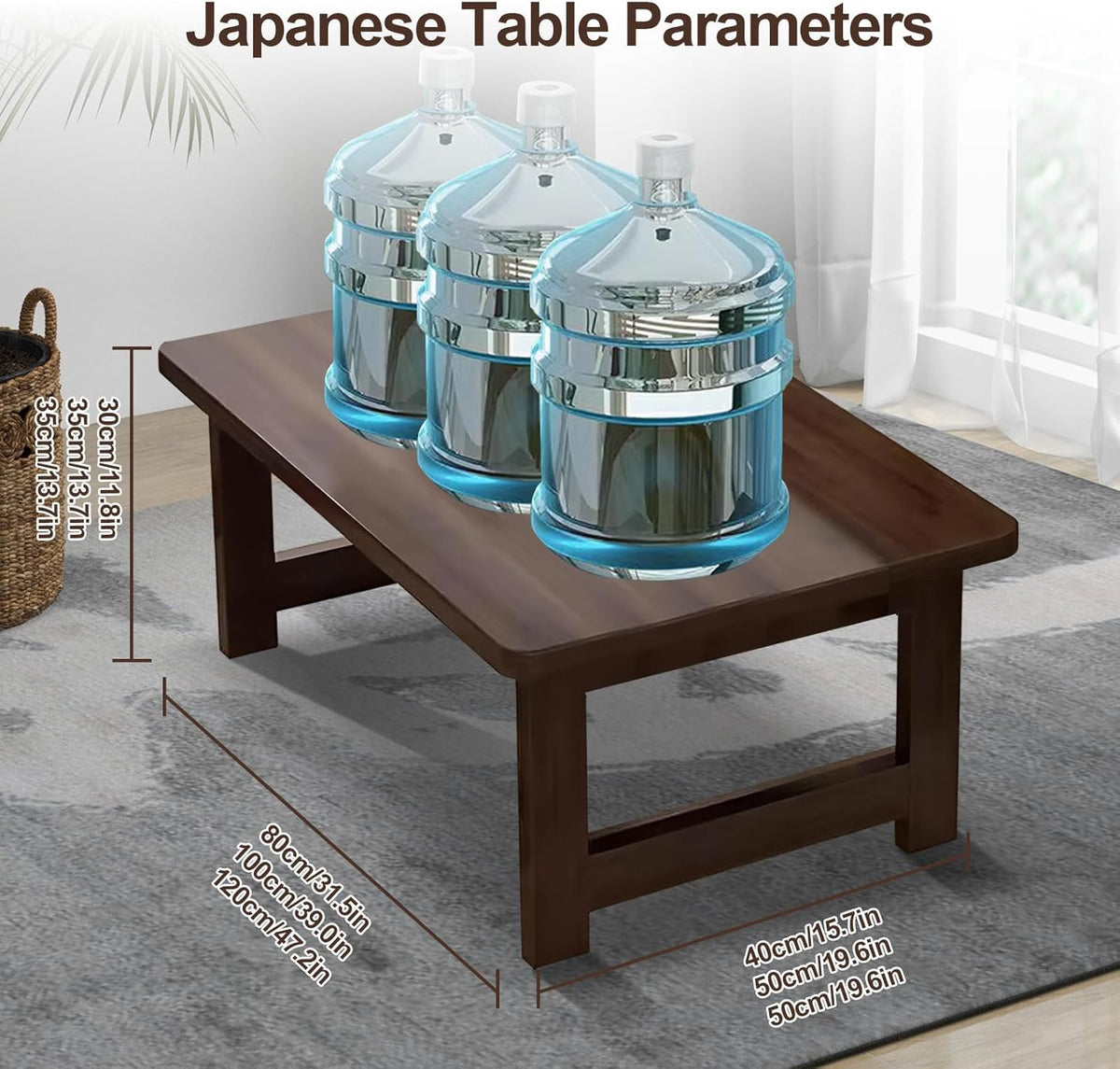 Japanese Floor Sitting Table, Folding Wood Tea Table Chabudai Japanese Coffee Table Low Table for Living Room Home Tatami Office (A 31.5 * 15.7 * 11.8 INCH)
