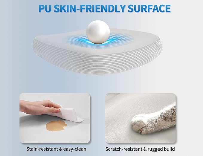 TRALT Ergonomic Office Chair - Desk Chair with Wave High Back Adjustable Lumbar Support Computer Chair - Gaming Chairs Mesh Backrest and PU Leather Seat for Home Reading Chairs to Adults(White)