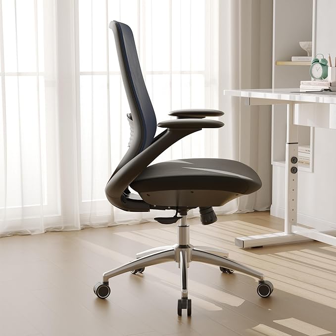 Ergonomic Mesh Office Chair, 330LBS Executive Desk Chair with Lumbar Support, 2D Armrests, Comfy Swivel Computer Task Chairs for Long Hours (Blue)