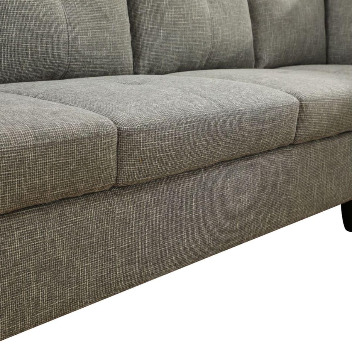 Grey-2 L-Shaped 3-Piece Linen Sofa with Storage Ottoman Set, Sectional Couch Sofa Set for Living Room, Office, Small Space