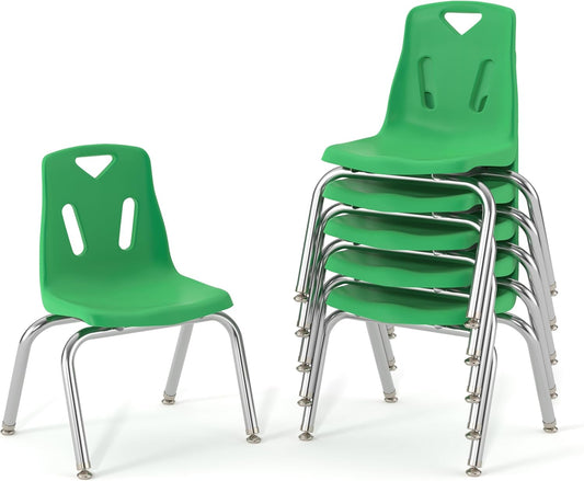 Berries Jonti-Craft 8148JC6119 Stacking Chairs with Chrome-Plated Legs, 18" Height, Green, Pack of 6