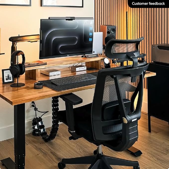 AUTONOMOUS ErgoChair Pro Ergonomic Office Chair Foam Black Adjustable Lumbar Support, Rolling Swivel - Home office Desk Chairs with Wheels and Arms - Ergonomic Desk Chair Comfy for Gaming & Long Hours