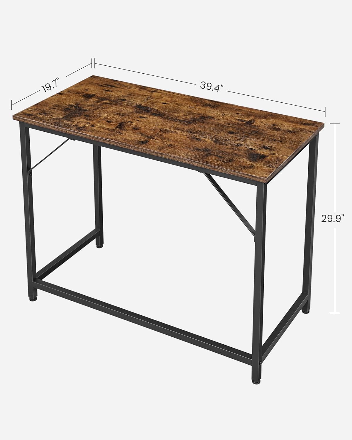 VASAGLE Computer Desk, Gaming Desk, Home Office Desk, for Small Spaces, 19.7 x 39.4 x 29.9 Inches, Industrial Style, Metal Frame, Rustic Brown and Black ULWD41X