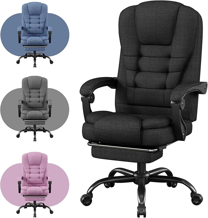 Office Chair, Big and Tall Fabric Gaming Chair with Footrest, Executive Comfortable Computer Desk Chairs, 360° Swivel Base & Height Adjustable Executive Chairs for Adults, Gamer Chair & Silla Gamer