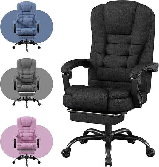 Office Chair, Big and Tall Fabric Gaming Chair with Footrest, Executive Comfortable Computer Desk Chairs, 360° Swivel Base & Height Adjustable Executive Chairs for Adults, Gamer Chair & Silla Gamer