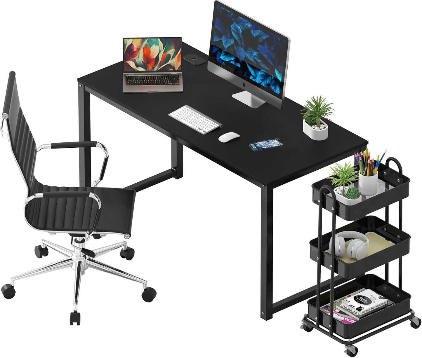 SHW 48-Inch Commercial-Grade Office Computer Desk, Black