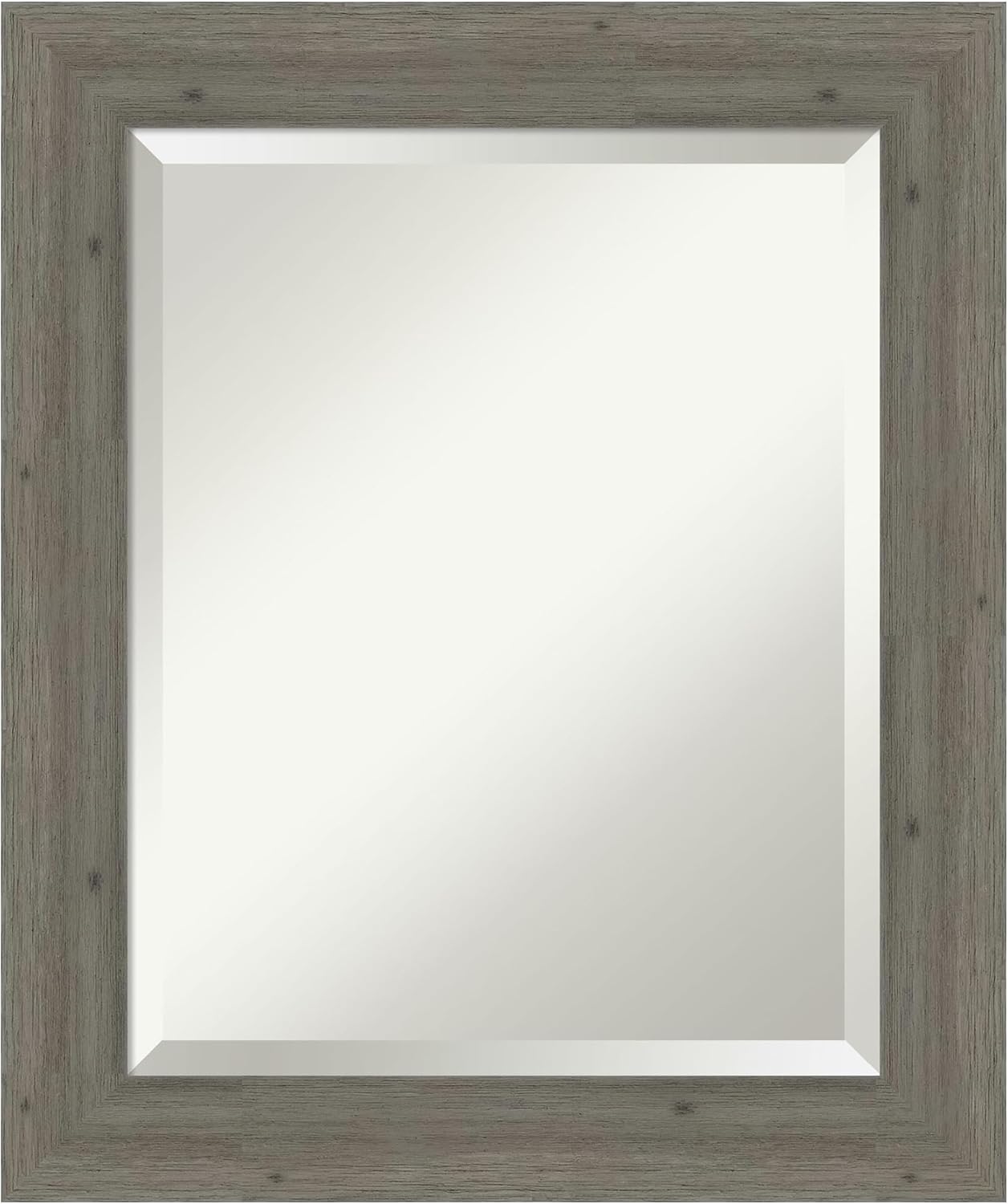 Amanti Art Grey Wall Mirror 25x21 Fencepost Grey Narrow Rectangle Bathroom Mirror for Wall Decor Living Room, Small Country Rustic Wood Frame, Hangs Horizonally and Vertically, Bathroom Decor,