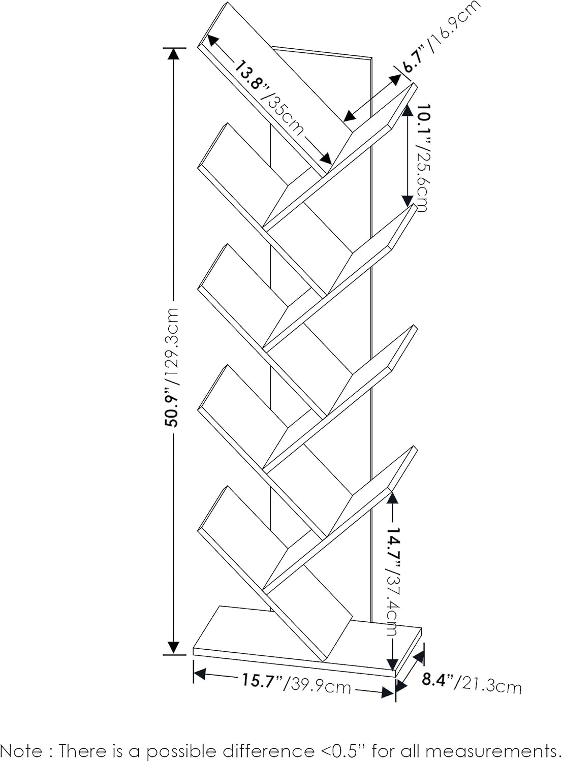 Furinno Bookshelf 9-Tier Floor Standing Tree Bookcase, Espresso