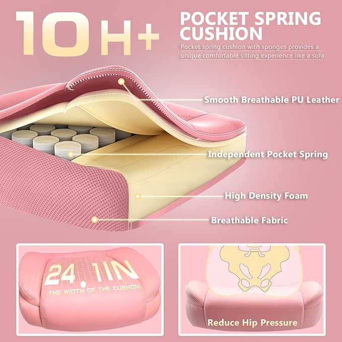 650LBS Large Heavy Duty Office Chair with 5D Flip Arms,Comfy Big and Tall Executive Office Desk Chair with Pocket Spring Cushion,High Back Computer Chair with Lumbar Support,Dual Rubber Wheel