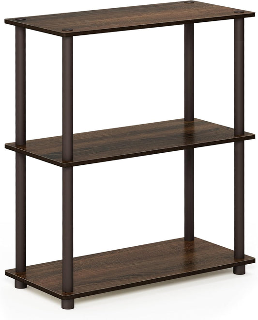 Furinno Turn-N-Tube 3-Tier Compact Multipurpose Shelf Display Rack, Walnut/Brown