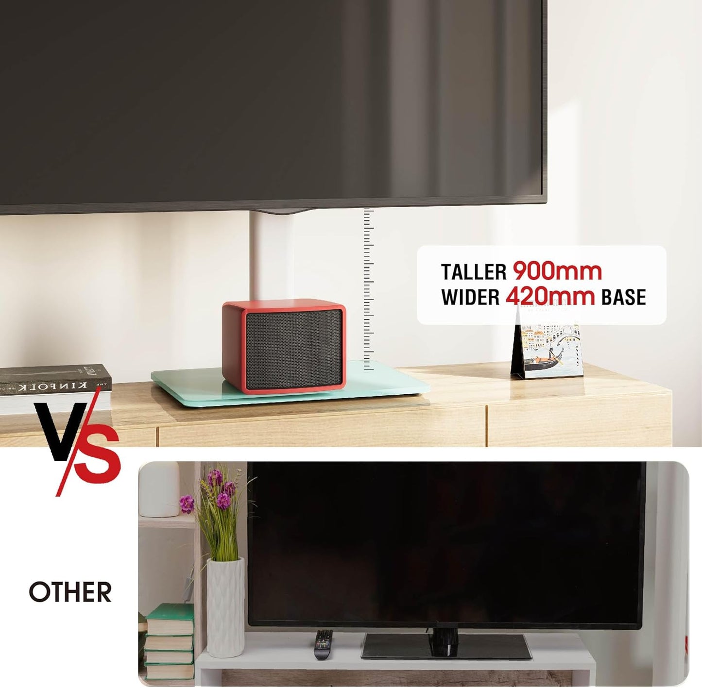 Swivel Universal TV Stand for 32-75 inch TVs with Tilt Down/Up, 8 Levels Height Adjustable Table Top TV Mount Stand with Stable Heavy Duty Tempered Glass Base, MAX VESA 600x400 mm up to 99lbs, White