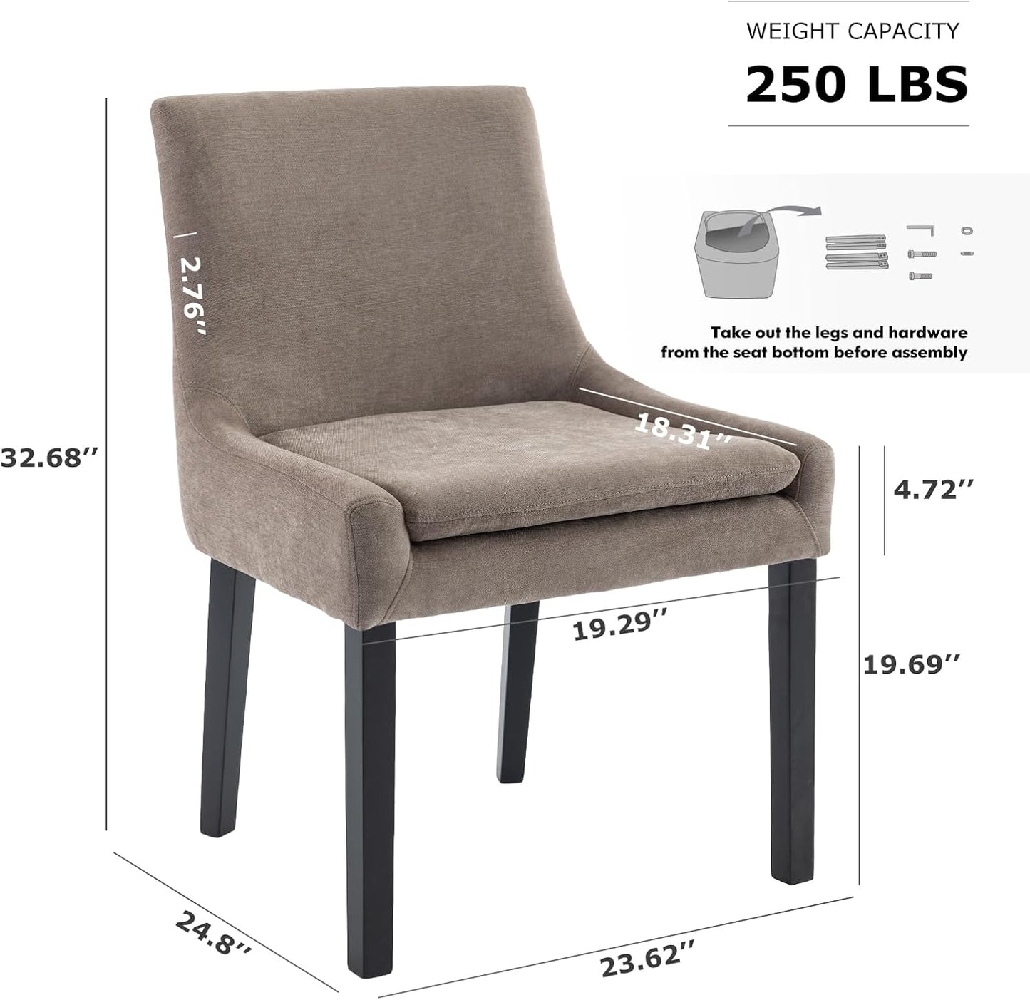 COLAMY Modern Dining Chairs Set of 4, Upholstered Corduroy Accent Side Leisure Chairs with Mid Back and Wood Legs for Living Room/Dining Room-Camel