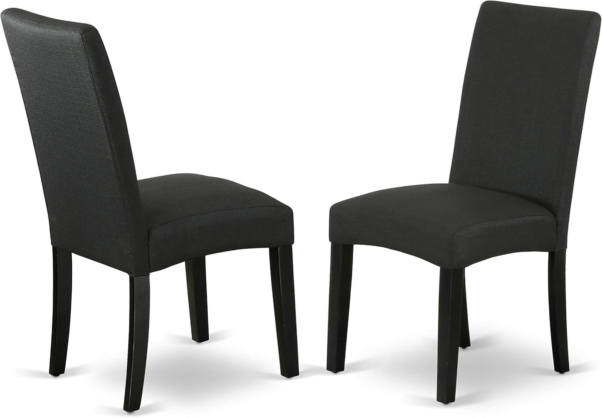 East West Furniture X697DR124-7 7 Piece Dinette Set Consist of a Rectangle Dining Room Table with X-Legs and 6 Black Color Linen Fabric Upholstered Parson Chairs, 40x72 Inch, Multi-Color