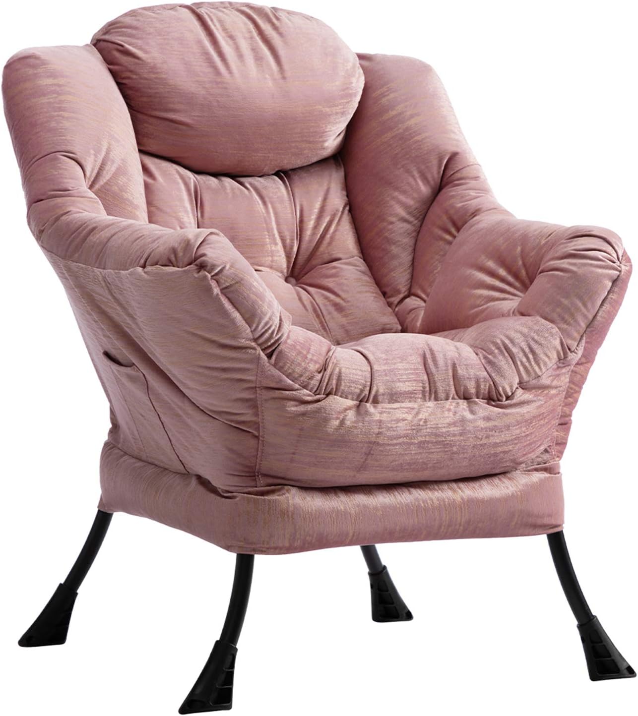 HollyHOME Modern Fabric Large Lazy Chair, Accent Oversized Comfy Reading Chair with Armrest, Thick Padded Cozy Lounge Sofa for Living Room, Bedroom, Dorm, Gilding Pink