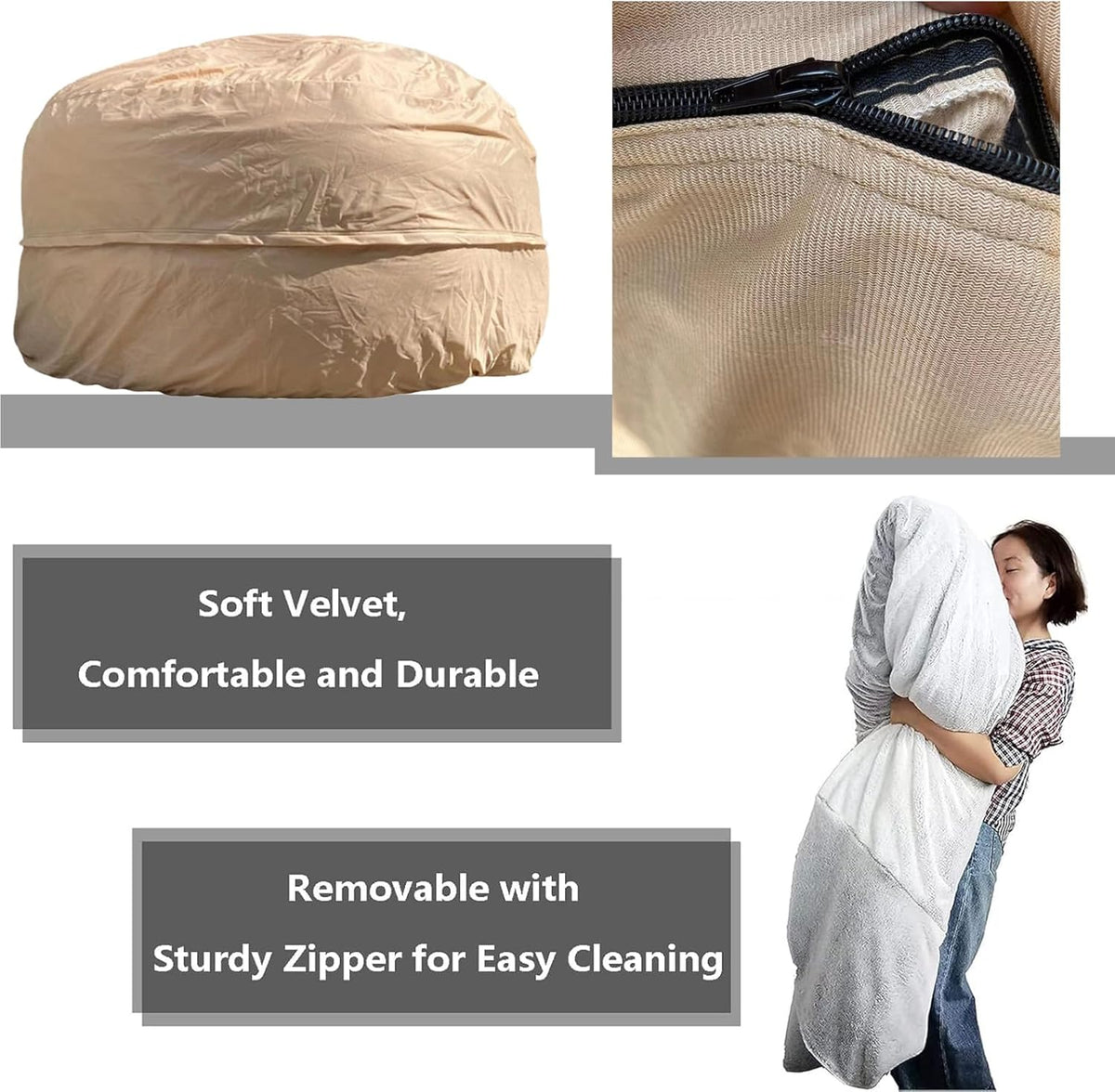 Reusable Beanbag Chair Inner Lining Cover for Pack Bean Filler EPP EPS Shredded Memory Foam and Wash Needs, 3.5 FT