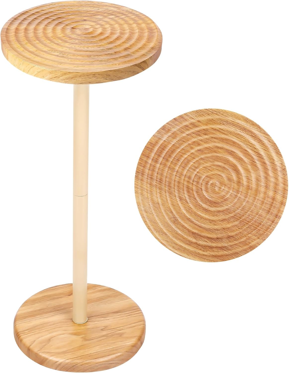 ZYBT Pedestal Side Table,10.24" Natural Wood Round Coffee Table, Drink Table Pedestal, Coffee Tables for Small Spaces, Martini Tables, Round Cocktail Small Side Tables for Living Room(Natural)