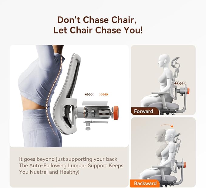 Newtral Ergonomic Office Chair with Adaptive Lumbar Support- High Back Desk Chair with Adjustable Headrest, 3D Armrest, Adjustable Seat Depth & Height, Home Office