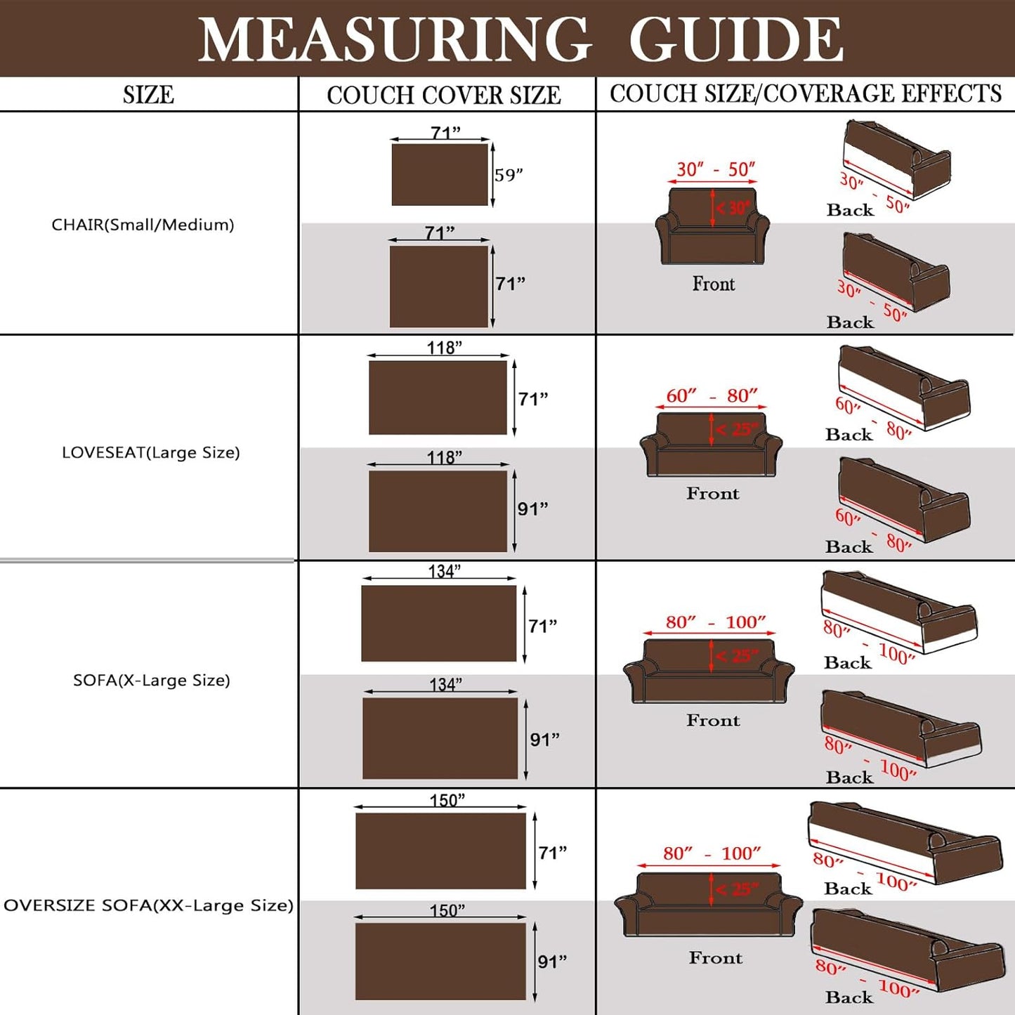 HANDONTIME Chocolate Boho Couch Cover Reversible Sofa Covers for 3 Cushion Washable Chenille Couch Protector, 71" X150