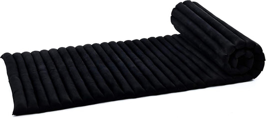 Leewadee - Foldable Floor Mattress - Japanese Roll Up Futon -Trifold Tatami Mat- Guest Floor Bed - Camping Mattress - Thai Massage Mat, Kapok Filled, 75 x 28 inches, Black
