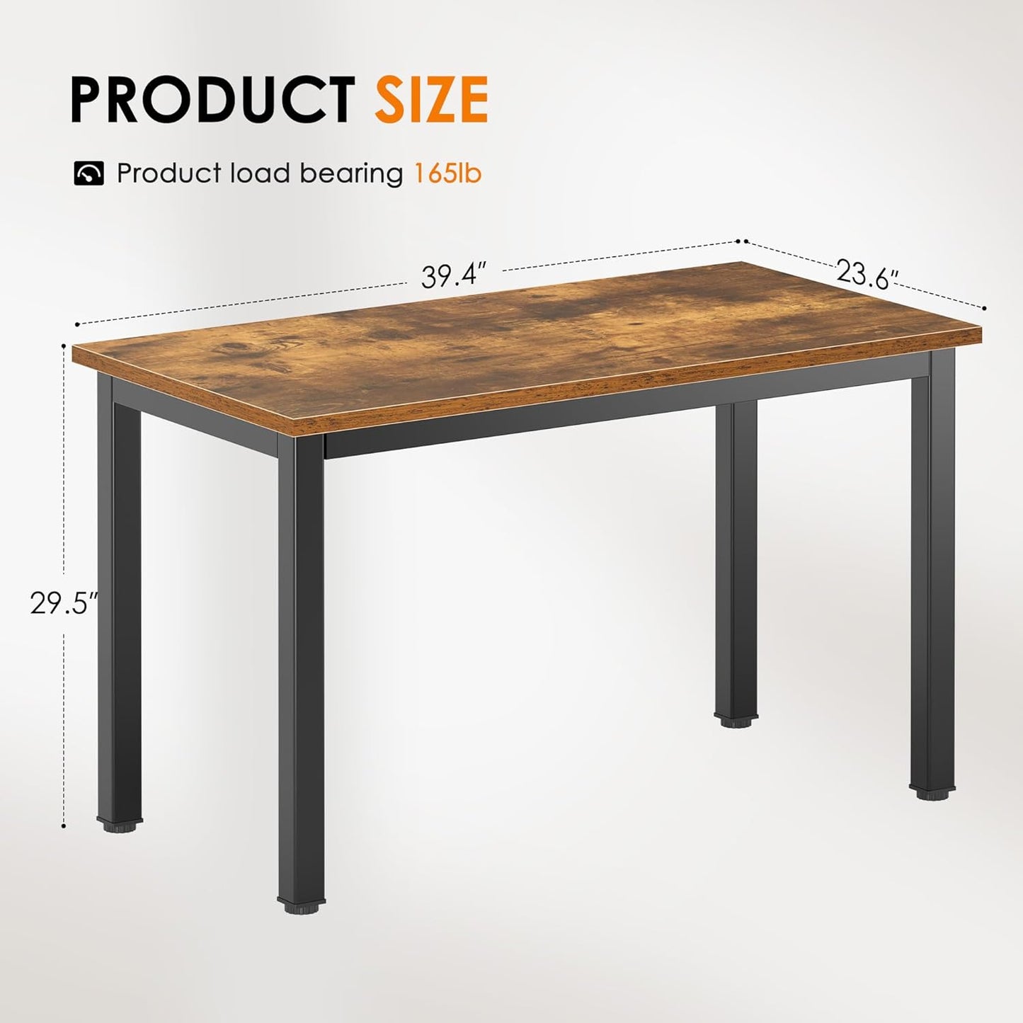DlandHome Small Computer Desk for Home Office Activity Table Writing Table for Small Spaces Study Table Student Laptop Desk (39 inch, Retro)