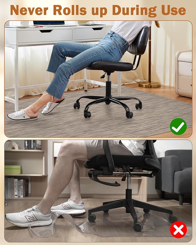 Blvornl Office Chair Mat for Hardwood Floor, 47.2"*60" Desk Computer Chair Mat for Hard Wood, Large Anti-Slip Hard Floor Protector Rolling Chair Mat, PVC Mat Desk Rug for Office and Home Dark Brown