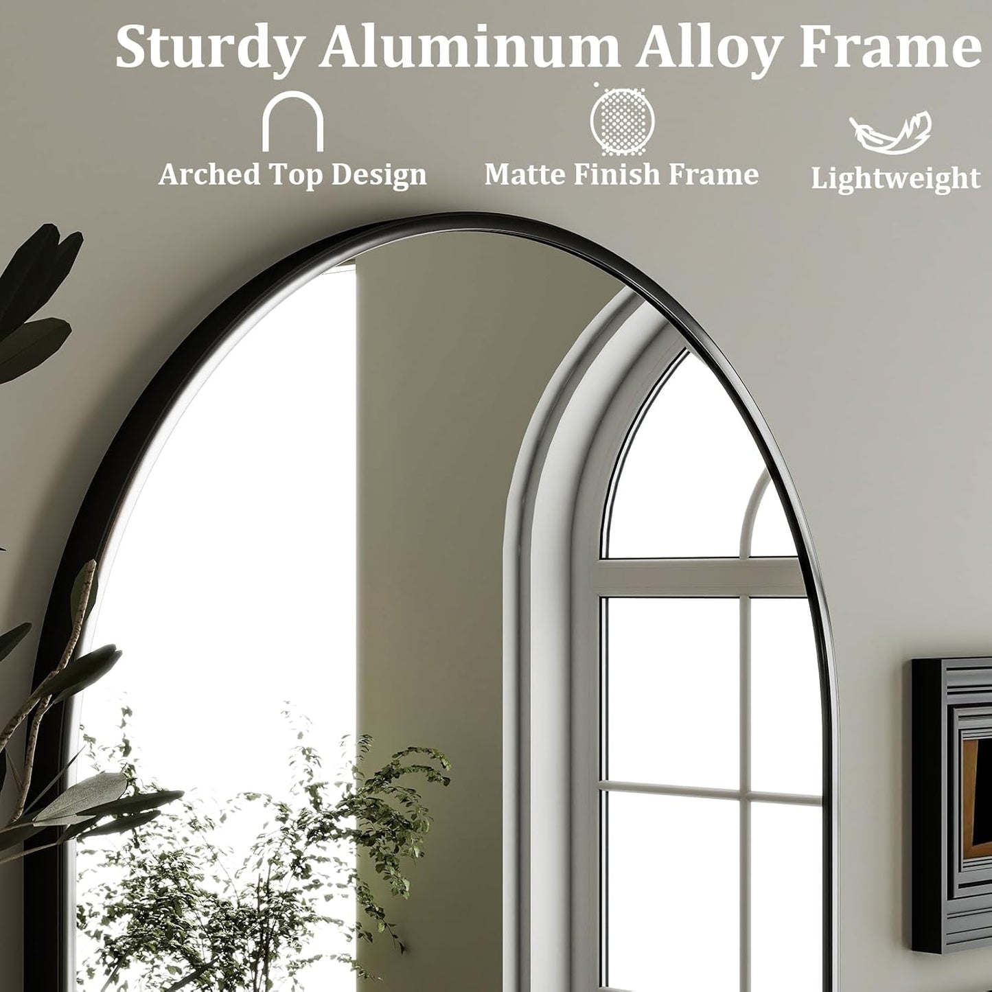 HARRITPURE Arched Wall Mirror – 26"x38" Arch Bathroom Mirror Metal Frame Vanity Mirror for Bedroom, Entryway Dresser Decor, Black
