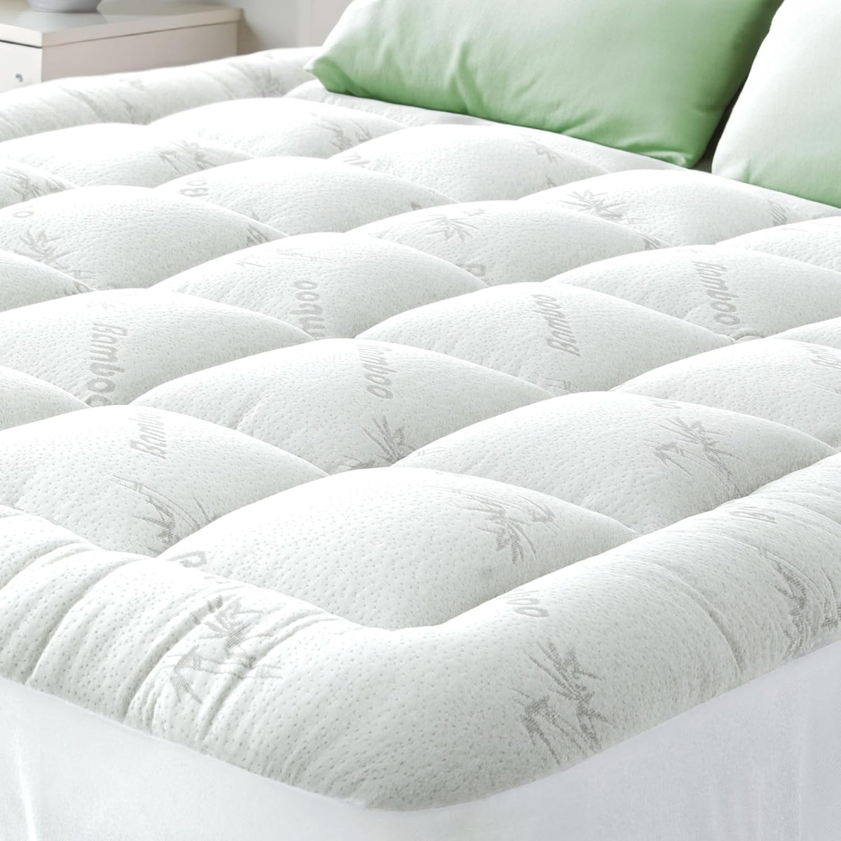 Ultra Soft Queen RV Size Mattress Topper - Viscose Made from Bamboo Pillow Top Mattress Pad for Back Pain Relief - Naturally Cooling for Hot Sleepers, White