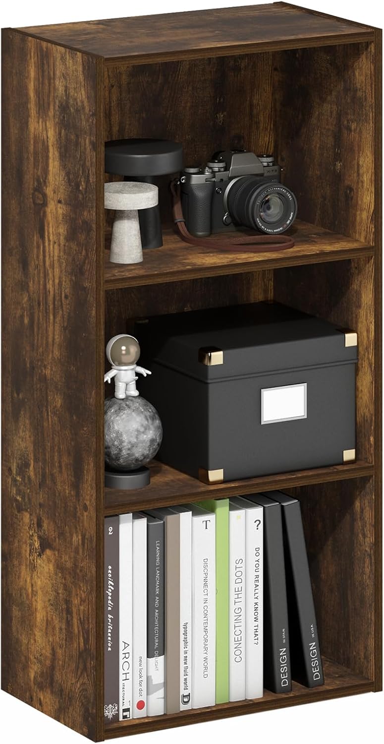 Furinno Luder 3-Tier Open Shelf Bookcase, Amber Pine