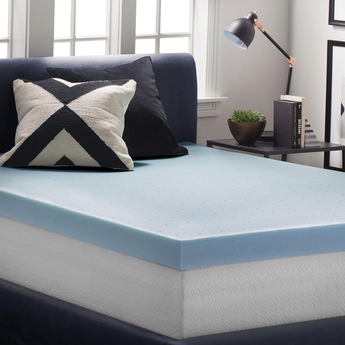 LUCID 4 Inch Gel Memory Foam Mattress Topper-Ventilated Design-Ultra Plush-Twin XL