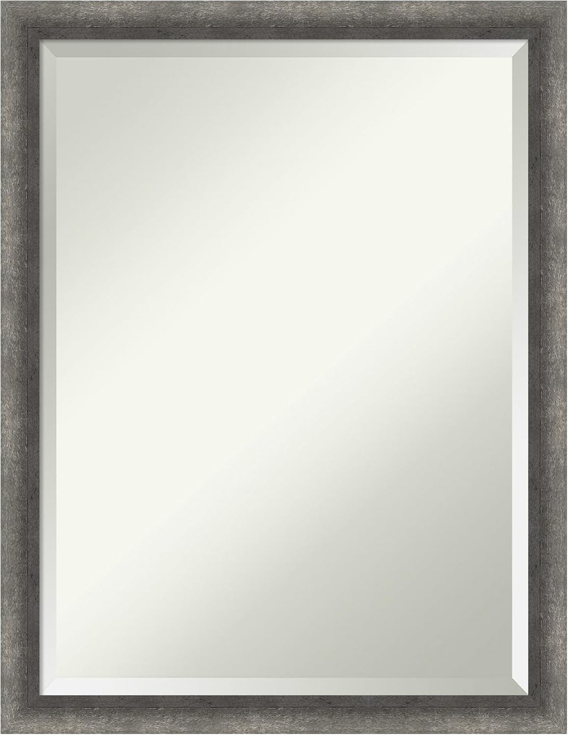 Amanti Art Grey Wall Mirror 26x20 Burnished Concrete Narrow Rectangle Bathroom Mirror for Wall Decor Living Room, Medium Modern Contemporary Wood Frame, Hangs Horizonally and Vertically, Bathroom