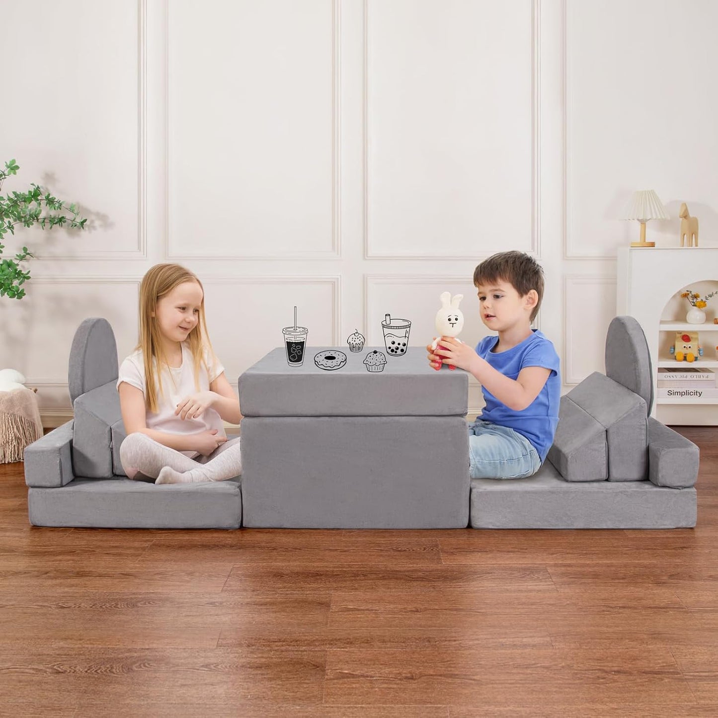 Modular Kids Play Couch 15PCS, Convertible Toddler Floor Sofa Set, Foam Play Sofa for Boys & Girls, Versatile Kids Furniture for Playroom, Climbing, Reading, Relaxing