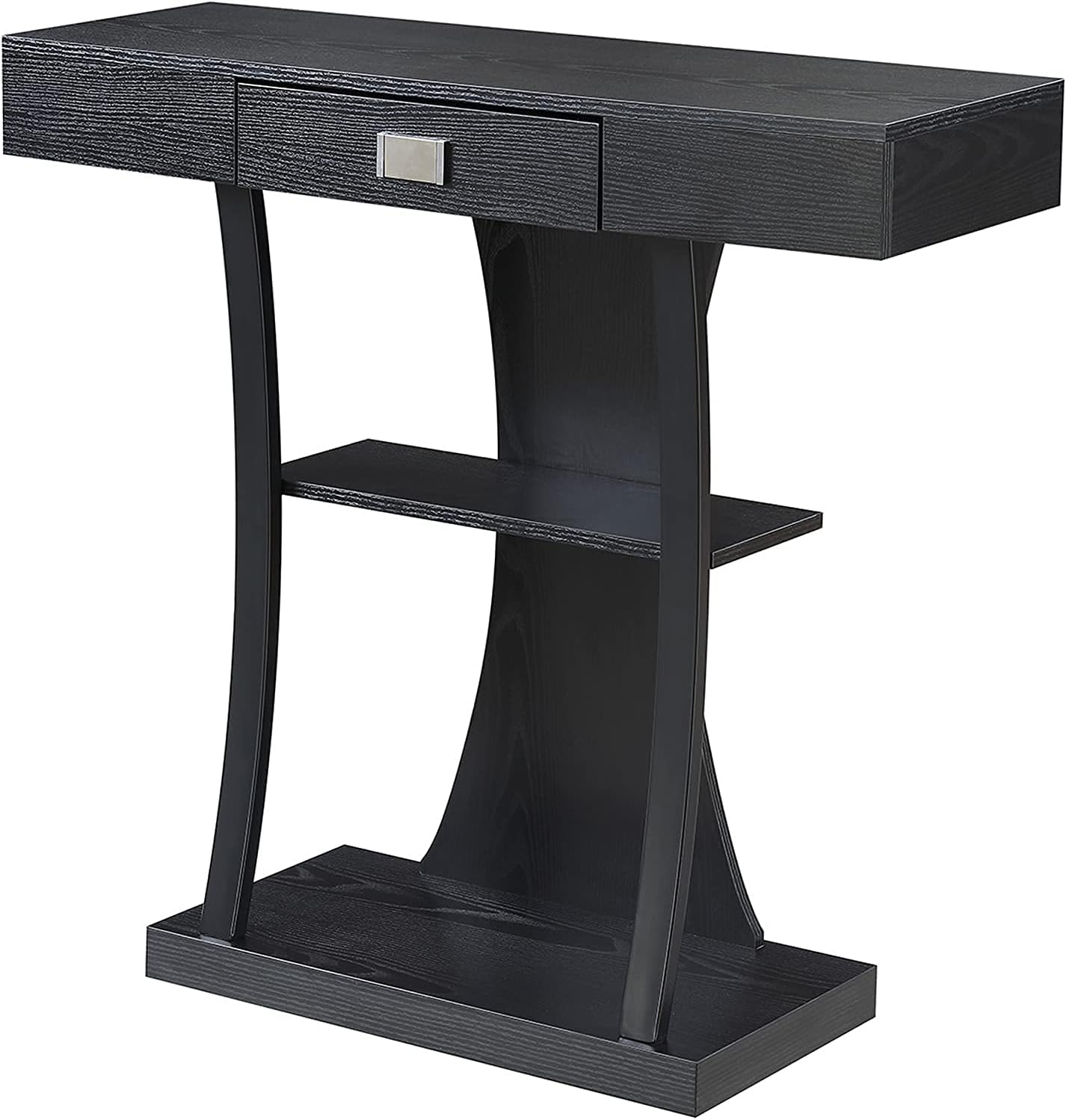 Convenience Concepts Newport Harri Console Table 36" - Modern Sofa Table with Storage Shelves, One Drawer Narrow Entryway Hall Table for Living Room, Black