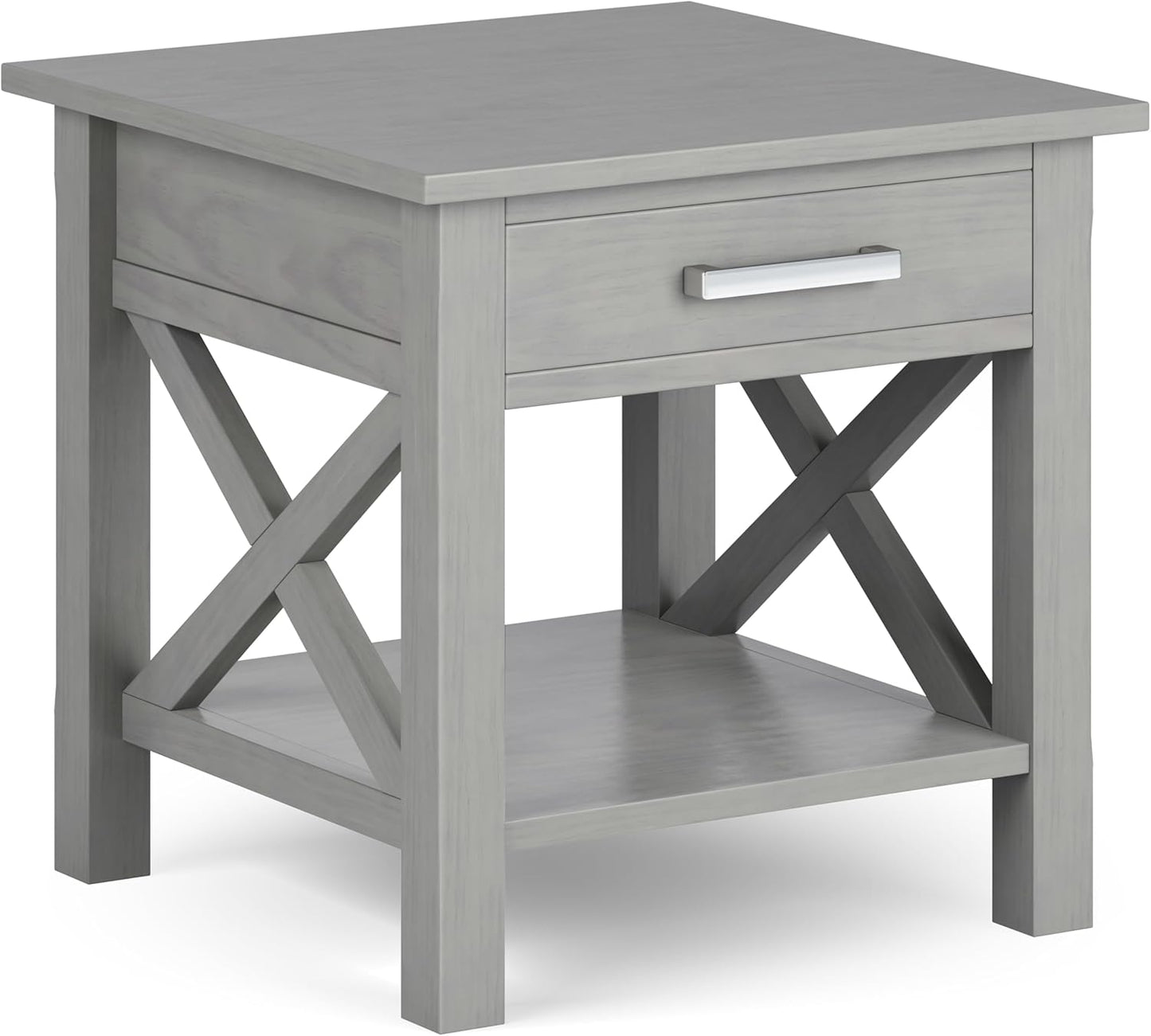 SIMPLIHOME Kitchener SOLID WOOD 21 Inch Wide Square Contemporary End Side Table in Fog Grey, For the Living Room and Bedroom