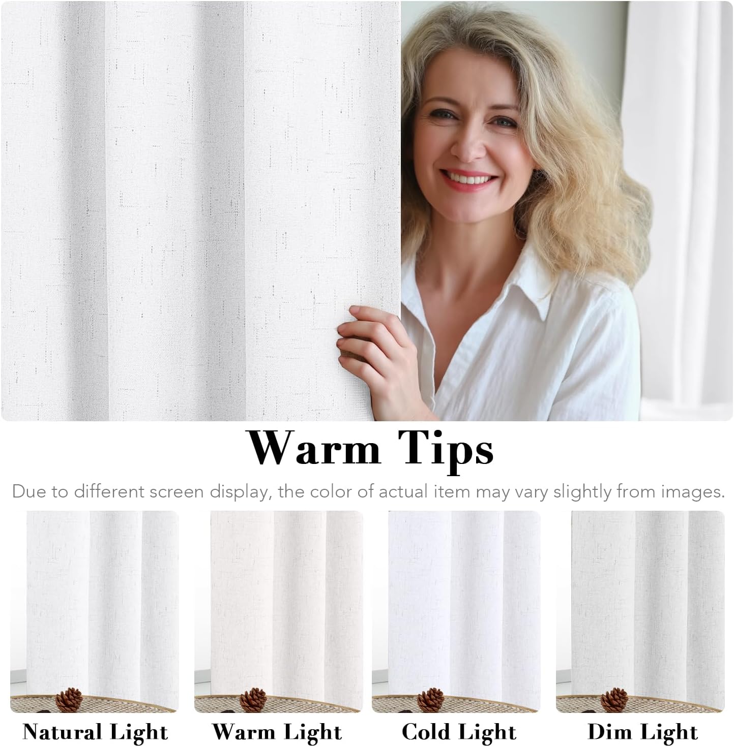 H.VERSAILTEX 100% Blackout Curtains for Bedroom Thermal Insulated Linen Textured Curtains Heat and Full Light Blocking Drapes Living Room Curtains 2 Panel Sets, 52x54 - Inch, Pure White