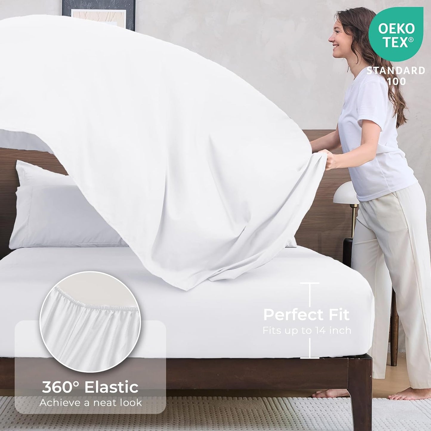 HEVUMYI King Comforter Set - 7-Piece All Season Bed in a Bag King, Ultra Soft Bedding Set with Comforter, Flat Sheet, Fitted Sheet, Pillowcases, Pillow Shams, White