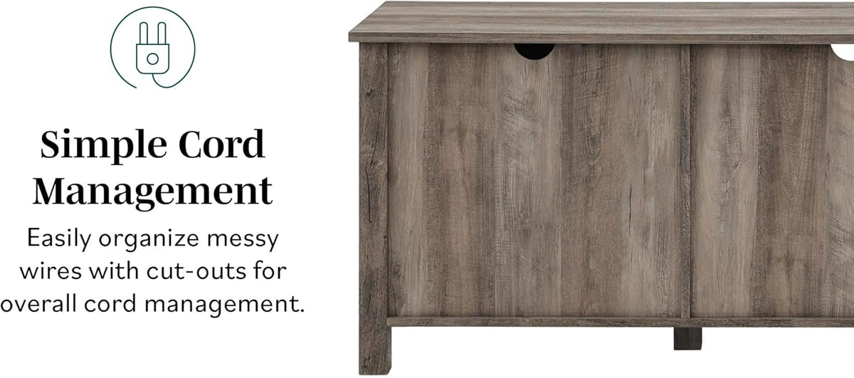 Walker Edison Portsmouth Classic 2 Glass Door TV Stand for TVs up to 80 Inches, 70 Inch, Birch