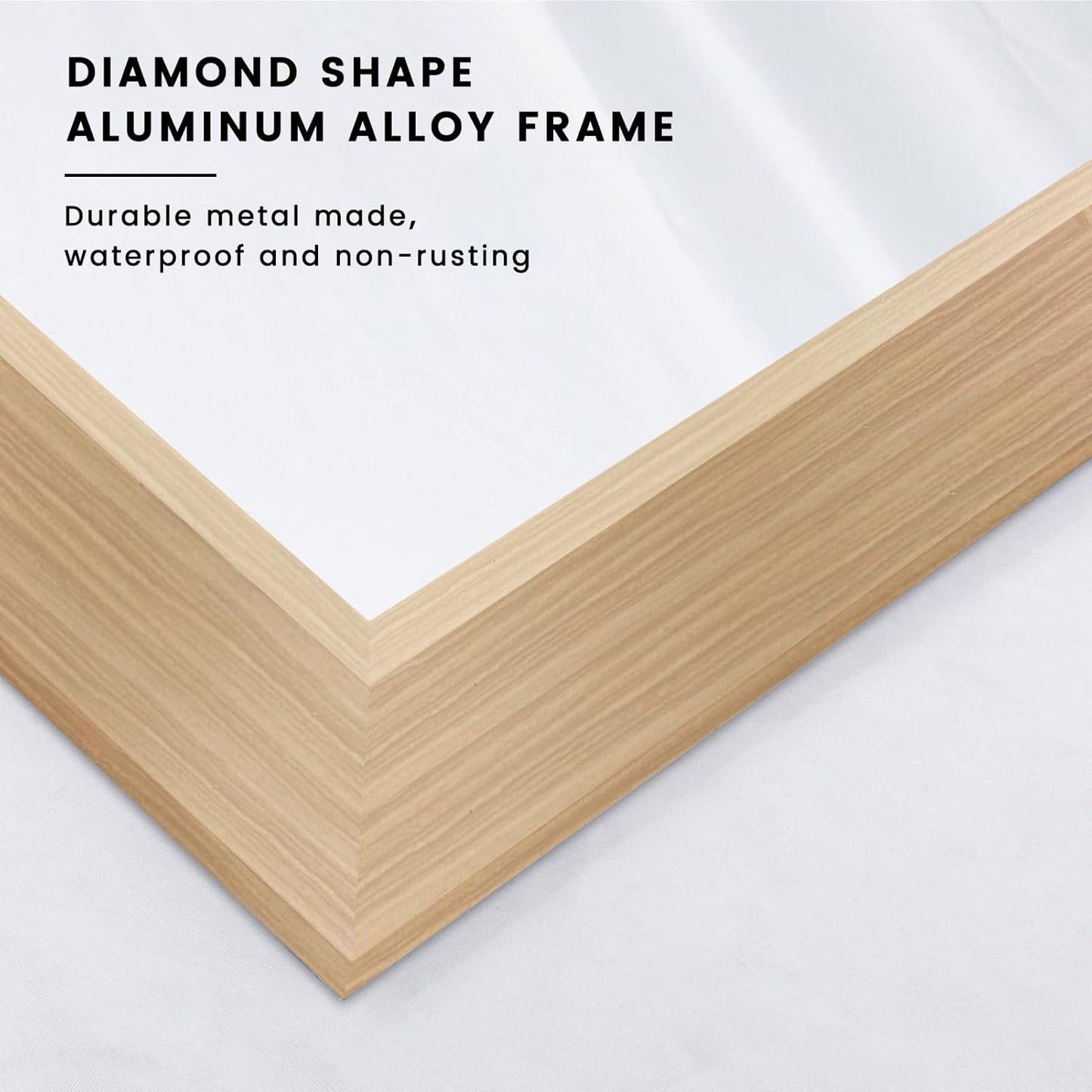 Amorho 48X30 Inch Bathroom Mirror for Wall, Oak Wood Grain Metal Framed Mirror, Anti-Rust, Hang Horizontally/Vertically, Suitable for Vanity, Bedroom, Farmhouse, Bathroom
