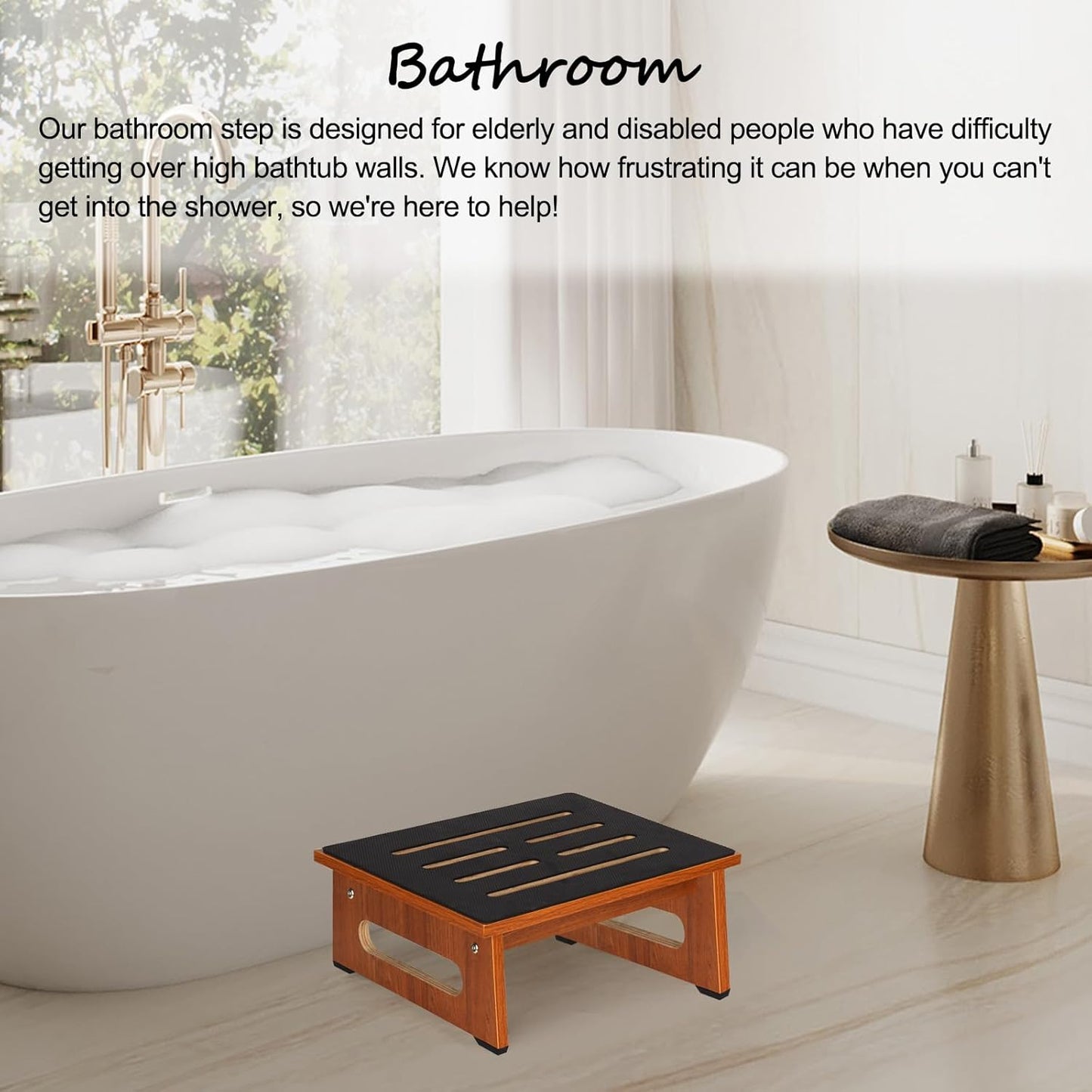 Wooden Step Stool with Non-Slip Rubber Feet Step, Heavy Duty Platform Stepping Stools with 450 LBS Capacity for Bedroom Kitchen Bathroom, Bed Steps for High Beds, Bedside Support