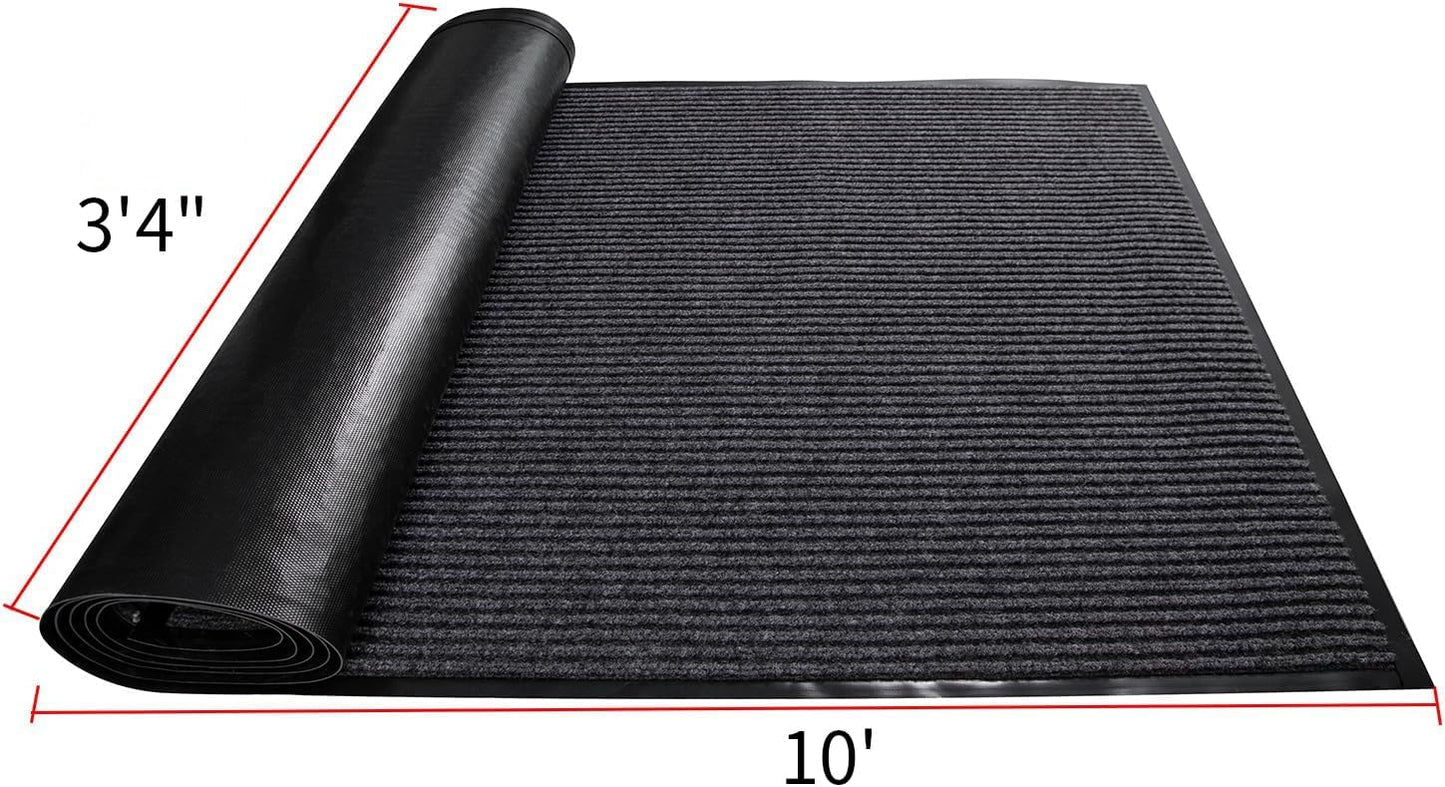 TANYOYO 3' X 10' Commercial Grade Door Floor Mat Brush Step Entrance Mat Vinyl Backed Utility Doormat Heavy Duty Floor Rugs Commercial Outdoor Carpet Indoor Entrance Mat，Grey