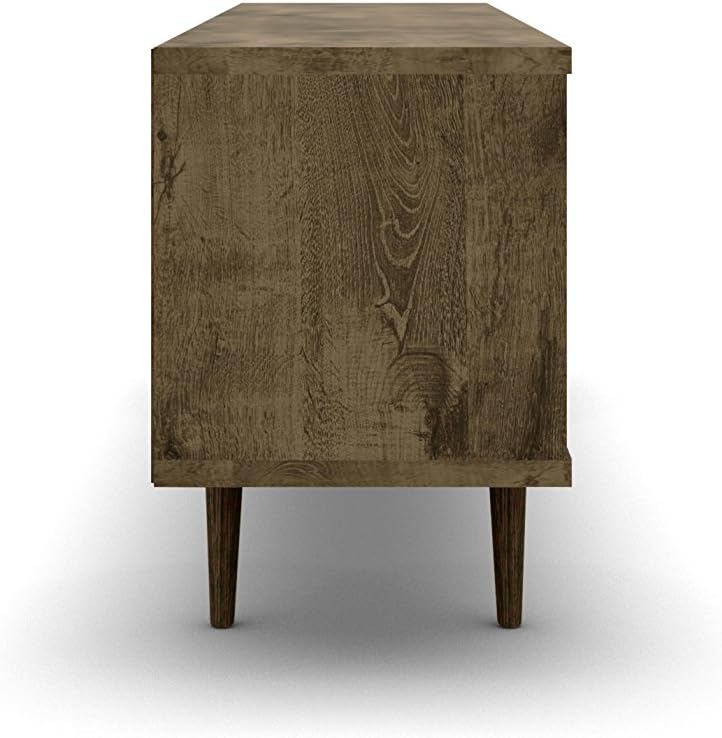 Manhattan Comfort Liberty Mid Century Modern TV Stand for Televisions up to 60 Inches, Bedroom and Living Room Entertainment Center with Storage, Shelves, and Cabinet, 63" Wide, Rustic Brown/White