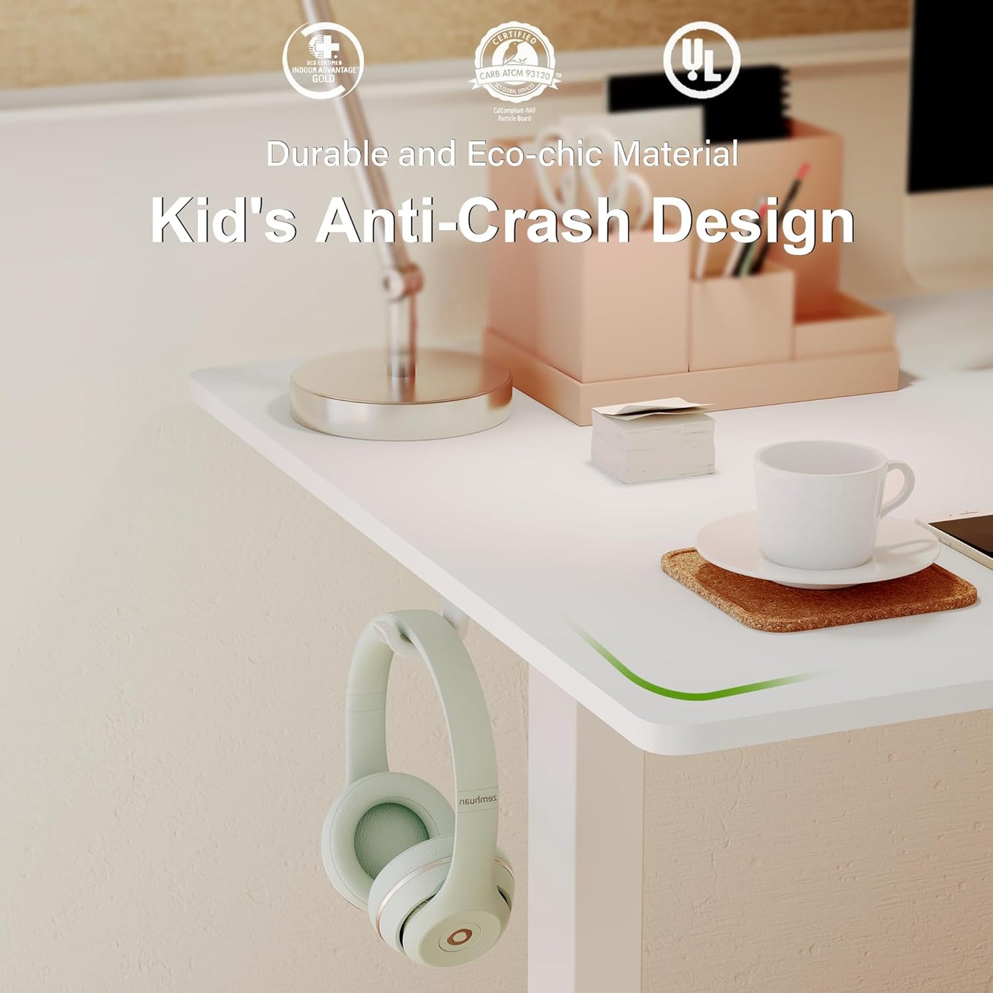 Monomi Electric Standing Desk, 47.2 Inch Height Adjustable Sit Stand Up Ergonomic Home Office Computer PC Desks, Gaming Writing Study Bedroom Rising Table, Tall Standup Workstation, White