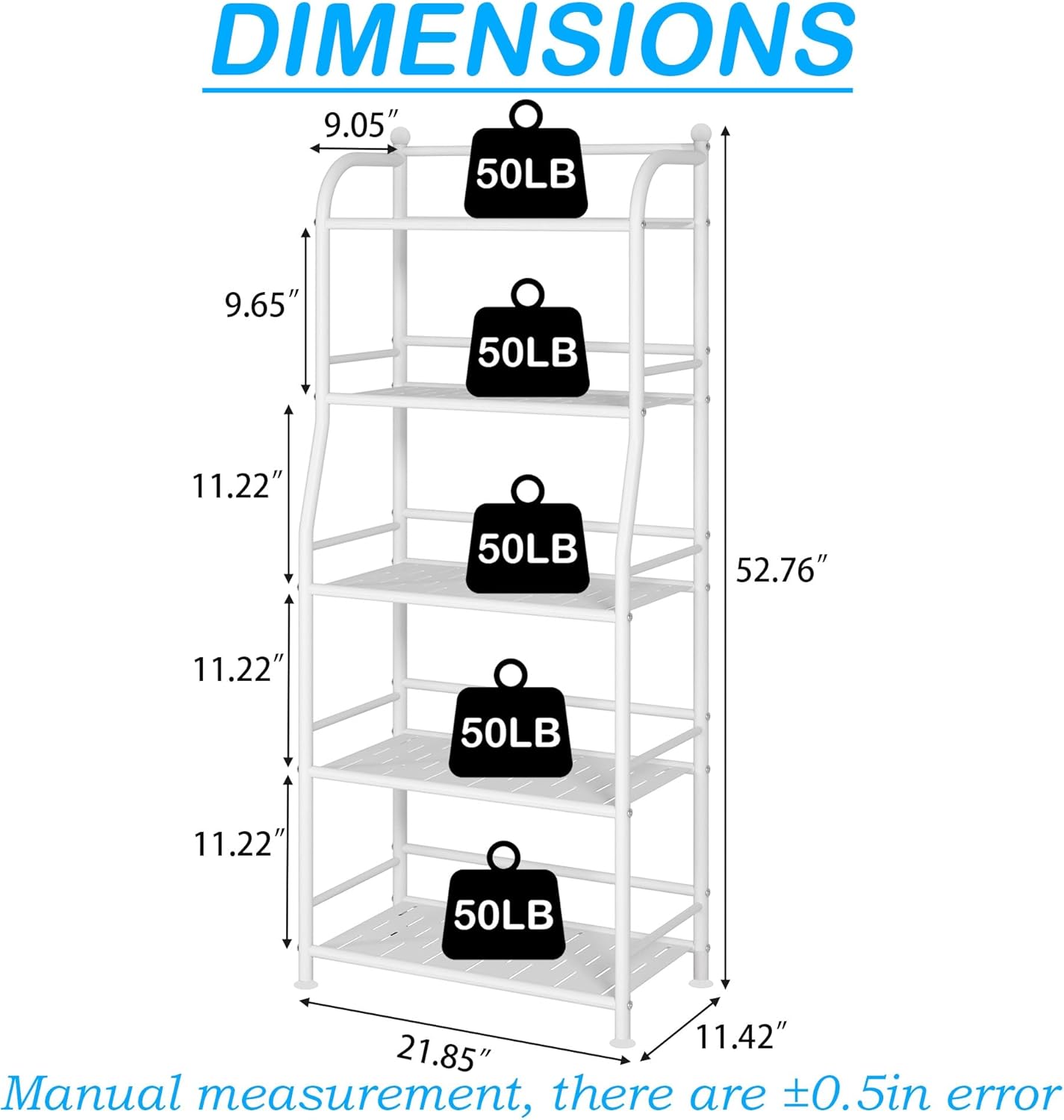5 Tier Metal Shelf Storage Shelves Living Room Bookshelf Bathroom Corner Storage Rack for Kitchen,Indoor Plant Stand (Matte White, 5 Tier)
